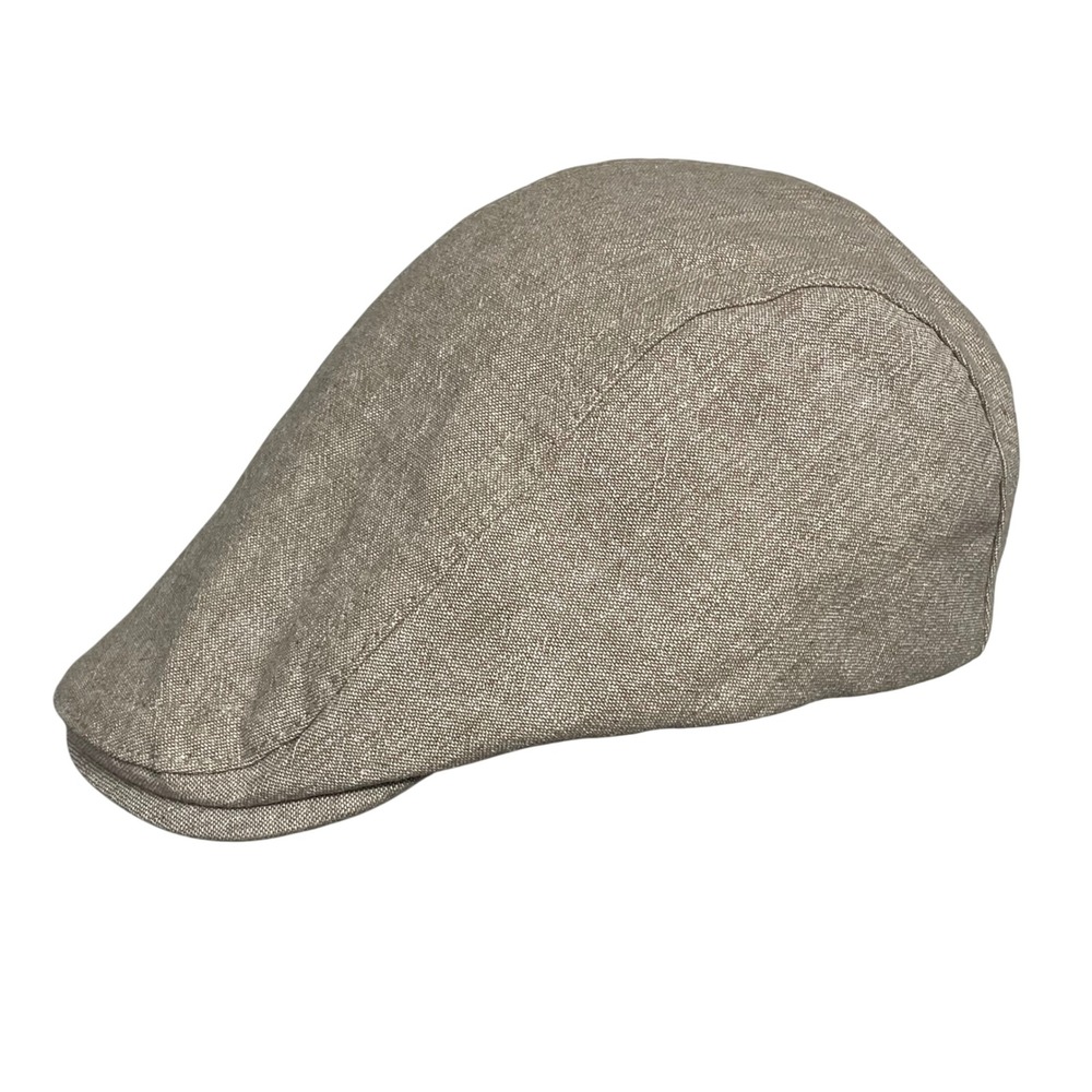 Hologramme Flat Cap Newsboy Hat Unisex 59 Beige Linen Blend Elastic Back Ivy Cap